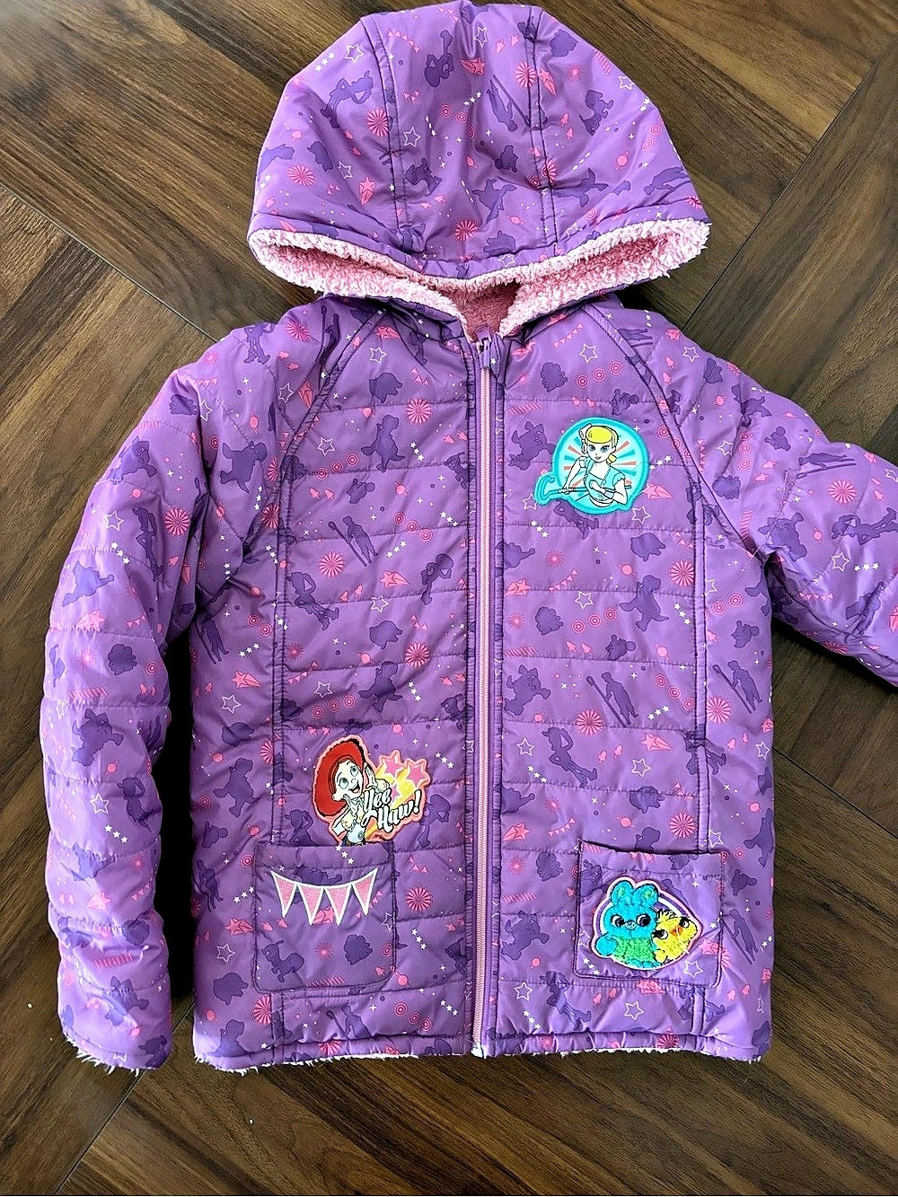 Disney Pixar Reversible Kids Purple & Pink Puffer Jacket